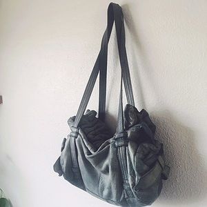 Anthropologie Miss Albright Blue Leather Tote